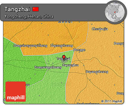 Political 3D Map of Tangzhai