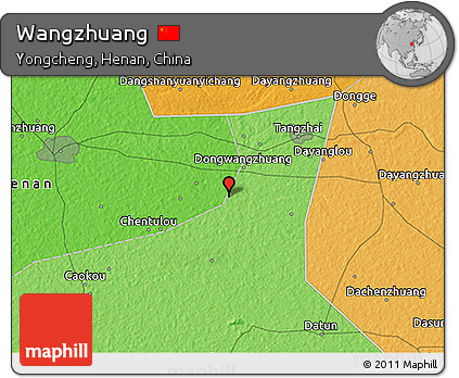 Political 3D Map of Wangzhuang
