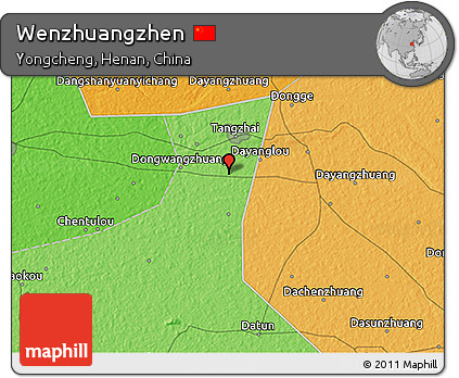 Political 3D Map of Wenzhuangzhen