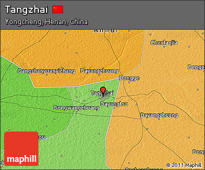 Political 3D Map of Tangzhai