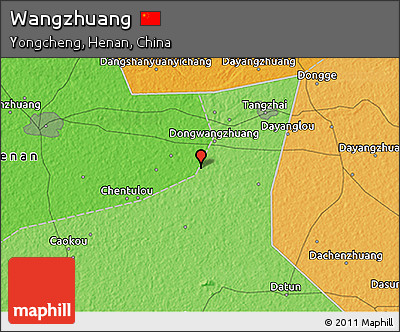 Political 3D Map of Wangzhuang