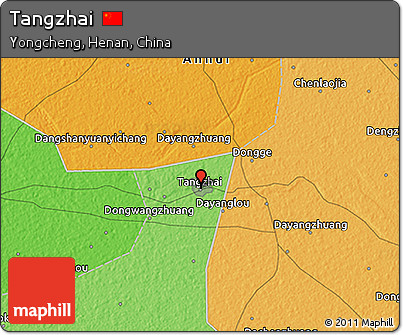 Political 3D Map of Tangzhai