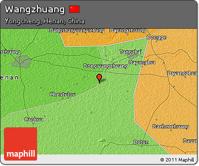 Political 3D Map of Wangzhuang