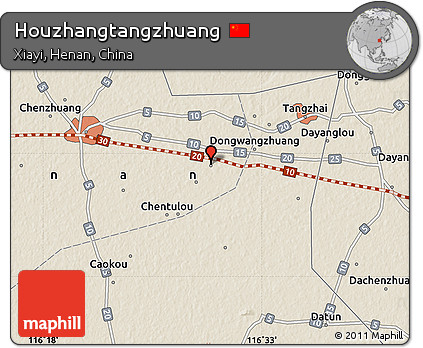 Shaded Relief Map of Houzhangtangzhuang