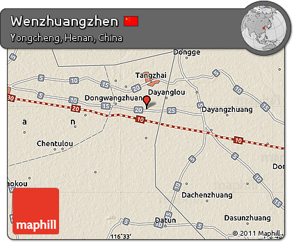 Shaded Relief Map of Wenzhuangzhen