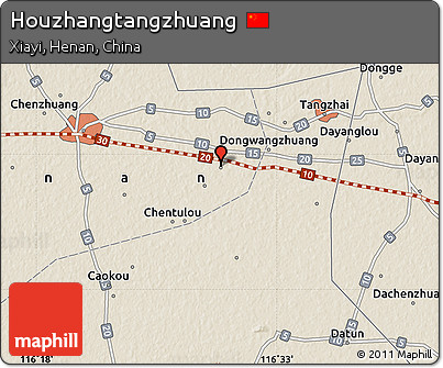 Shaded Relief Map of Houzhangtangzhuang