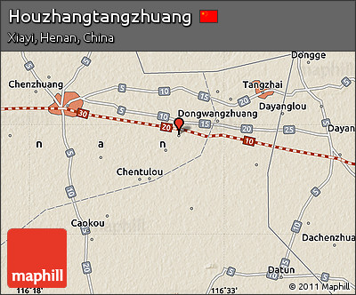 Shaded Relief Map of Houzhangtangzhuang