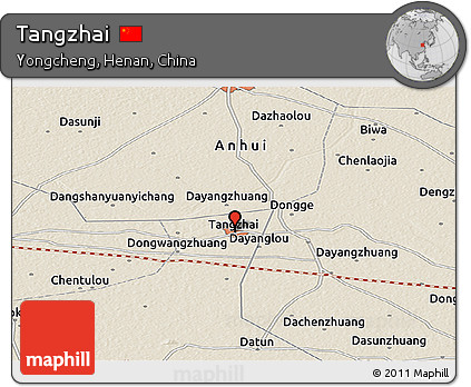 Shaded Relief Panoramic Map of Tangzhai