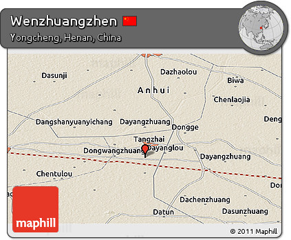 Shaded Relief Panoramic Map of Wenzhuangzhen