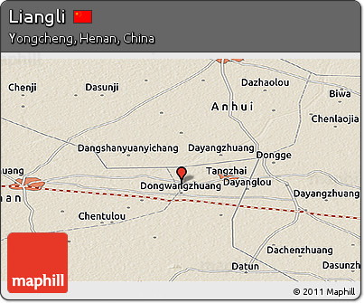 Shaded Relief Panoramic Map of Liangli
