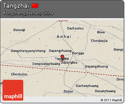 Shaded Relief Panoramic Map of Tangzhai