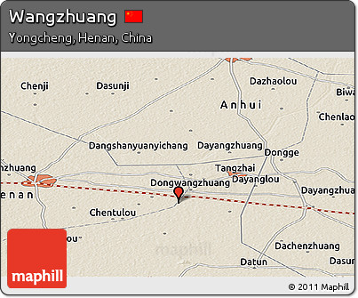Shaded Relief Panoramic Map of Wangzhuang