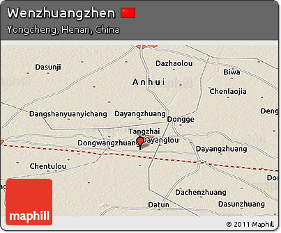 Shaded Relief Panoramic Map of Wenzhuangzhen