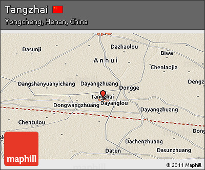 Shaded Relief Panoramic Map of Tangzhai