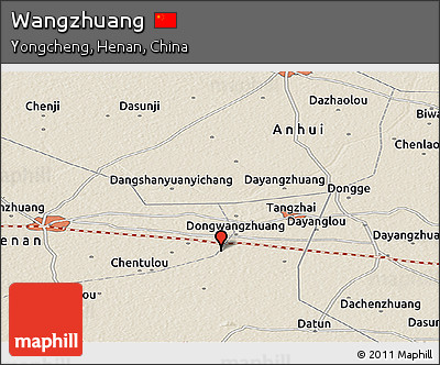 Shaded Relief Panoramic Map of Wangzhuang