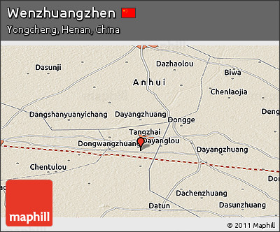 Shaded Relief Panoramic Map of Wenzhuangzhen