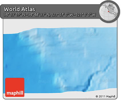 Physical 3D Map of the Area around 34° 28' 56" N, 121° 28' 29" W