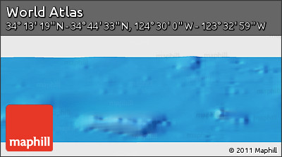 Physical Panoramic Map of the Area around 34° 28' 56" N, 124° 1' 30" W
