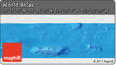 Physical Panoramic Map of the Area around 34° 28' 56" N, 124° 1' 30" W