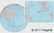 Gray Location Map of the area around 34° 28' 56" N, 125° 1' 30" E