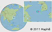 Savanna Style Location Map of the area around 34° 28' 56" N, 125° 1' 30" E