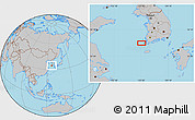 Gray Location Map of the area around 34° 28' 56" N, 125° 52' 30" E