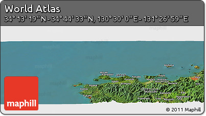 Satellite Panoramic Map of the Area around 34° 28' 56" N, 130° 58' 29" E