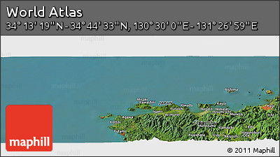 Satellite Panoramic Map of the Area around 34° 28' 56" N, 130° 58' 29" E