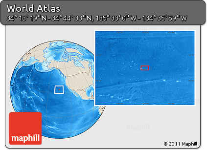 Shaded Relief Location Map of the Area around 34° 28' 56" N, 135° 4' 29" W