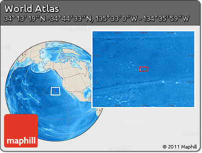 Shaded Relief Location Map of the Area around 34° 28' 56" N, 135° 4' 29" W