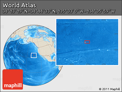 Shaded Relief Location Map of the Area around 34° 28' 56" N, 135° 4' 29" W
