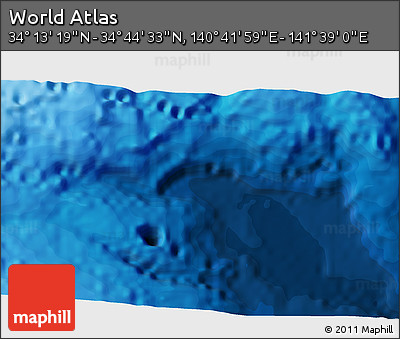 Political 3D Map of the Area around 34° 28' 56" N, 141° 10' 30" E