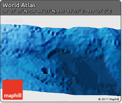 Political 3D Map of the Area around 34° 28' 56" N, 141° 10' 30" E
