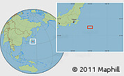 Savanna Style Location Map of the area around 34° 28' 56" N, 142° 52' 30" E