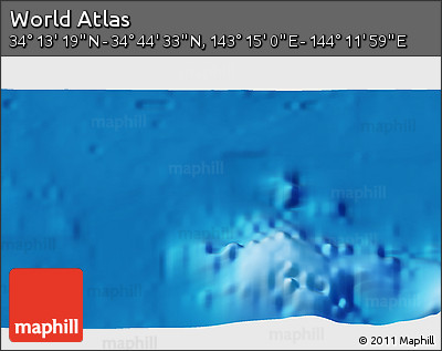 Physical 3D Map of the Area around 34° 28' 56" N, 143° 43' 29" E