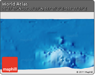 Physical 3D Map of the Area around 34° 28' 56" N, 143° 43' 29" E