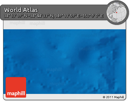 Physical 3D Map of the Area around 34° 28' 56" N, 149° 40' 30" E