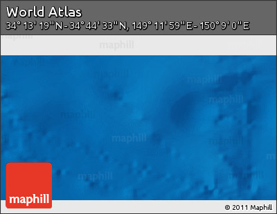 Physical 3D Map of the Area around 34° 28' 56" N, 149° 40' 30" E