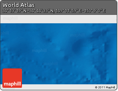 Physical 3D Map of the Area around 34° 28' 56" N, 149° 40' 30" E