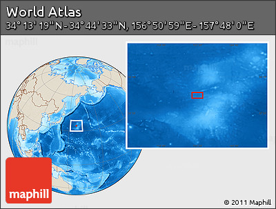 Shaded Relief Location Map of the Area around 34° 28' 56" N, 157° 19' 29" E