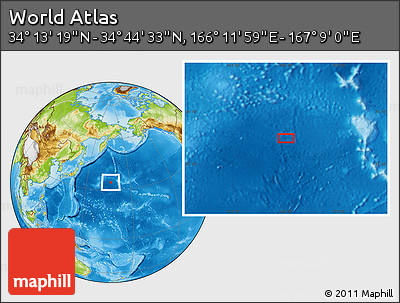 Physical Location Map of the Area around 34° 28' 56" N, 166° 40' 30" E