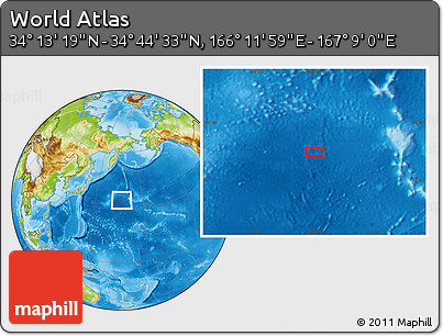 Physical Location Map of the Area around 34° 28' 56" N, 166° 40' 30" E