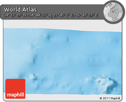 Physical 3D Map of the Area around 34° 28' 56" N, 16° 13' 30" E