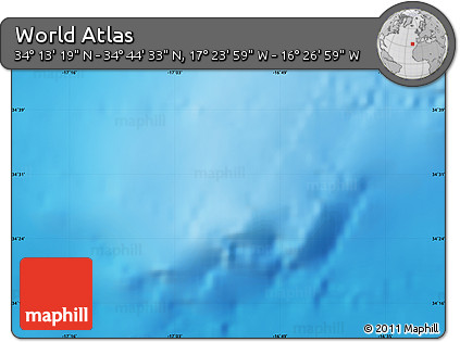 Physical Map of the Area around 34° 28' 56" N, 16° 55' 29" W