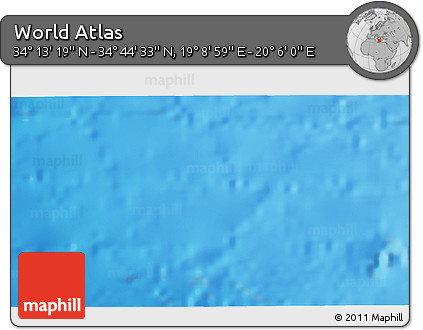 Physical 3D Map of the Area around 34° 28' 56" N, 19° 37' 30" E