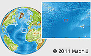 Physical Location Map of the area around 34° 28' 56" N, 21° 10' 29" W