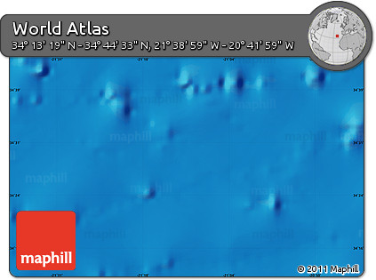 Physical Map of the Area around 34° 28' 56" N, 21° 10' 29" W