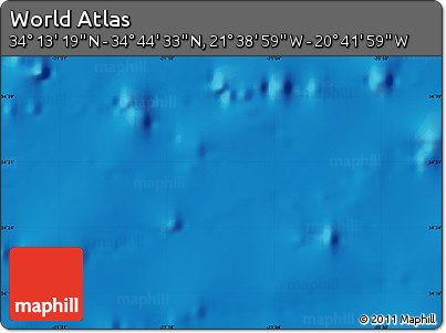 Physical Map of the Area around 34° 28' 56" N, 21° 10' 29" W