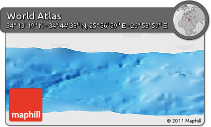 Shaded Relief Panoramic Map of the Area around 34° 28' 56" N, 26° 25' 29" E