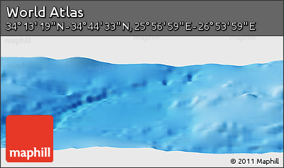 Shaded Relief Panoramic Map of the Area around 34° 28' 56" N, 26° 25' 29" E